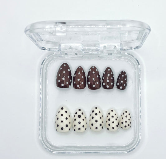 Brown and Cream Polka Dot Medium Set